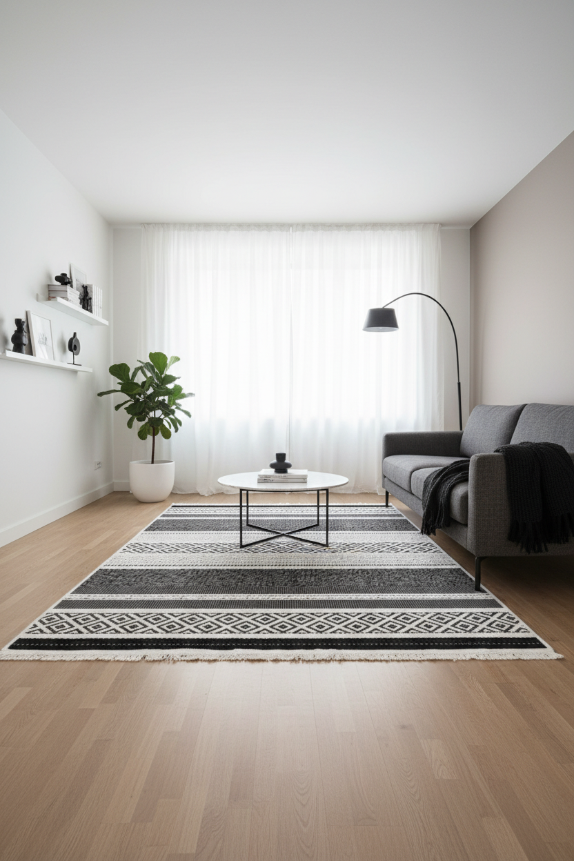Minimalist Geometrik Desenli İskandinav Halısı | FM-2412