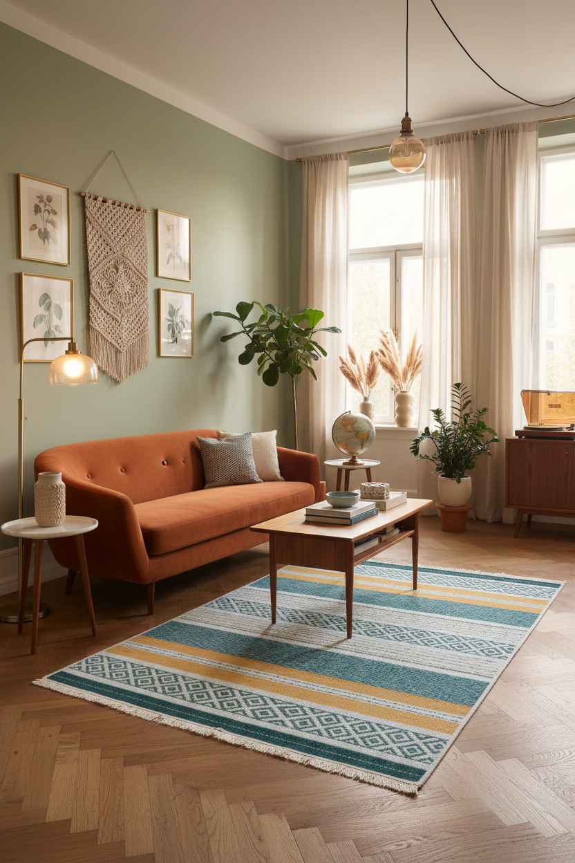 Geometrik Motifli Scandi Stil Halı | FM-2416