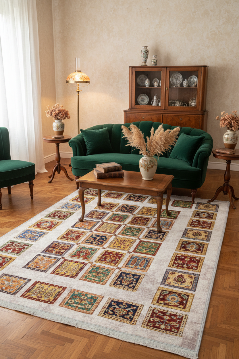 Eskitme Efektli Etnik Vintage Halı | FM-2467