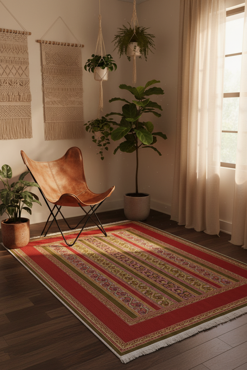 Boho Tarzı Vintage Desenli Salon Halısı | FM-2358
