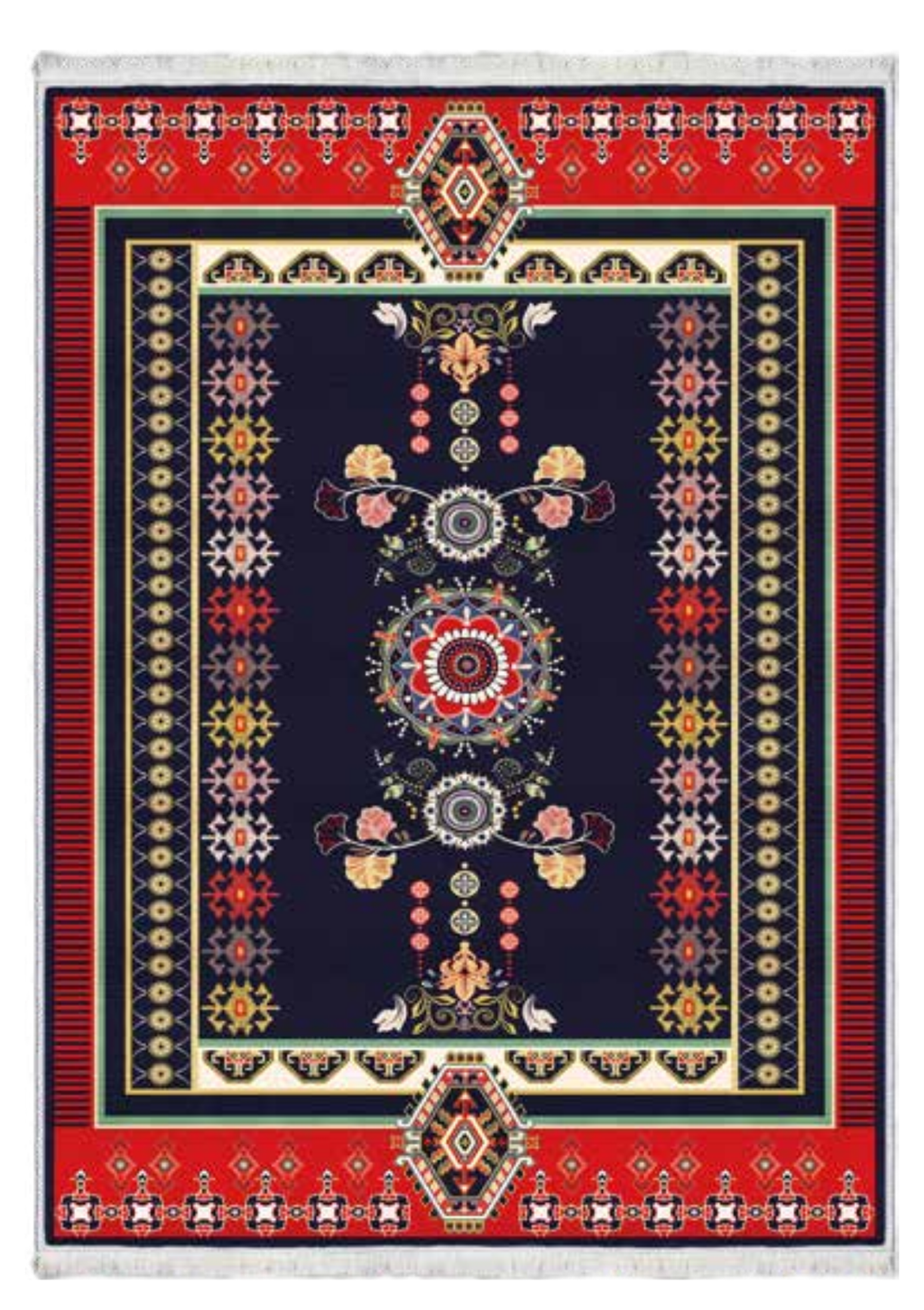 Açık Renkli Vintage Motifli Halı | FM-2487