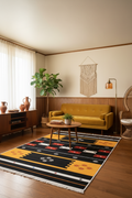 Geometrik Etnik Motifli Salon Halısı | FM-2409