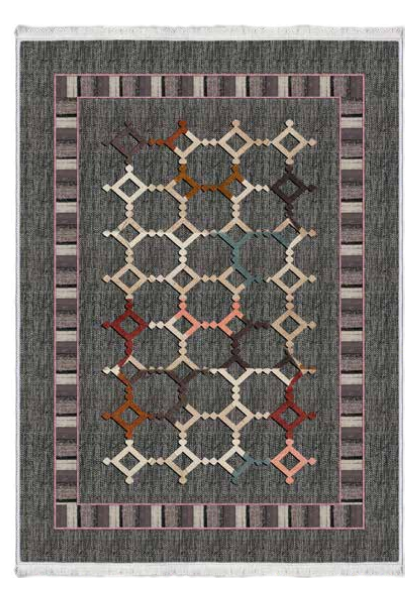 Nötr Tonlu Çizgi Desenli Halı | FM-2435